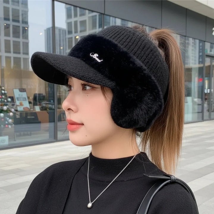 Women's Knitted Hat – With Ear Protection and Practical Ponytail Opening for Long Hair 3
