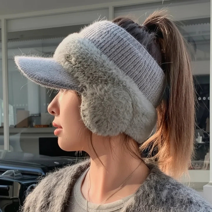 Women's Knitted Hat – With Ear Protection and Practical Ponytail Opening for Long Hair 4