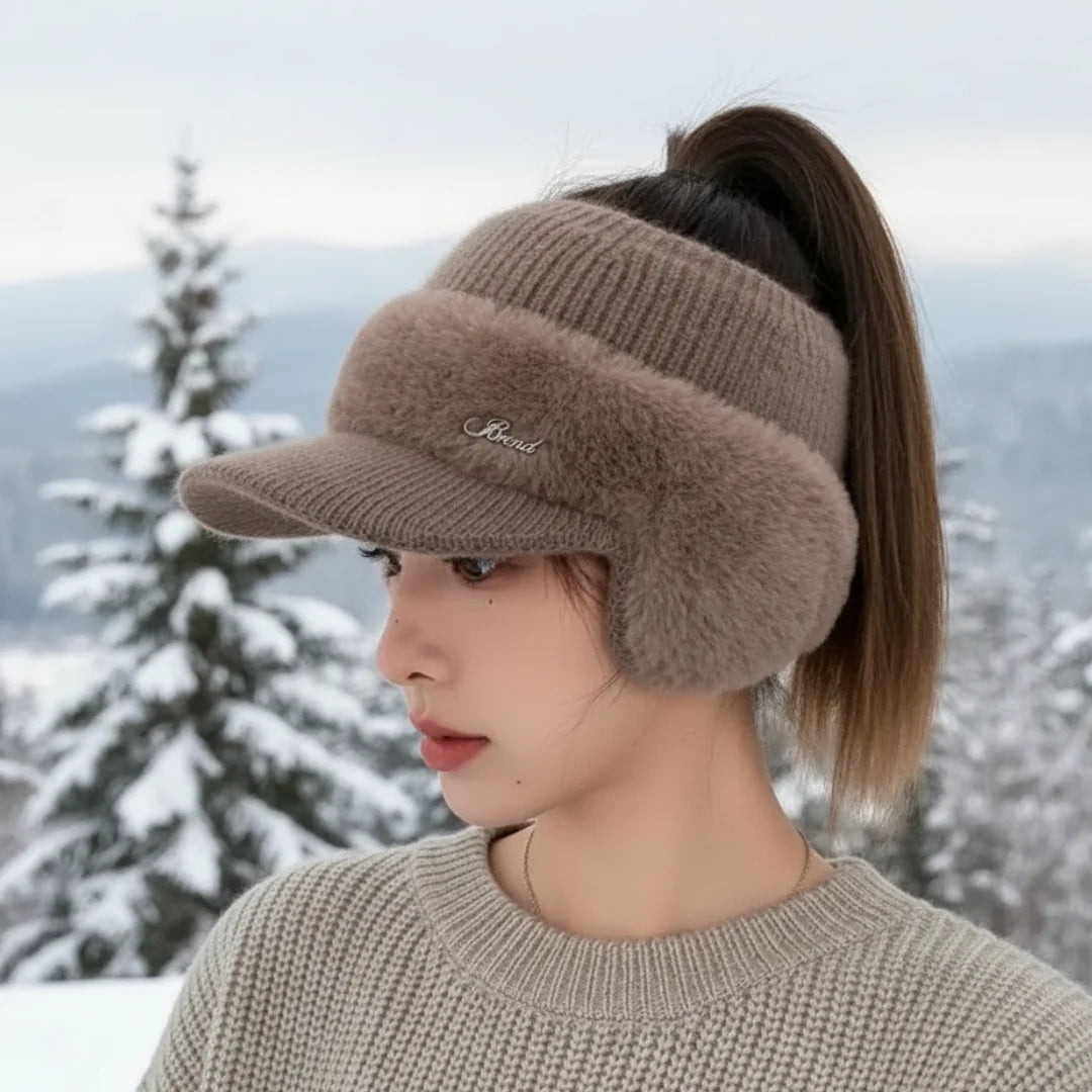 Women's Knitted Hat – With Ear Protection and Practical Ponytail Opening for Long Hair 5