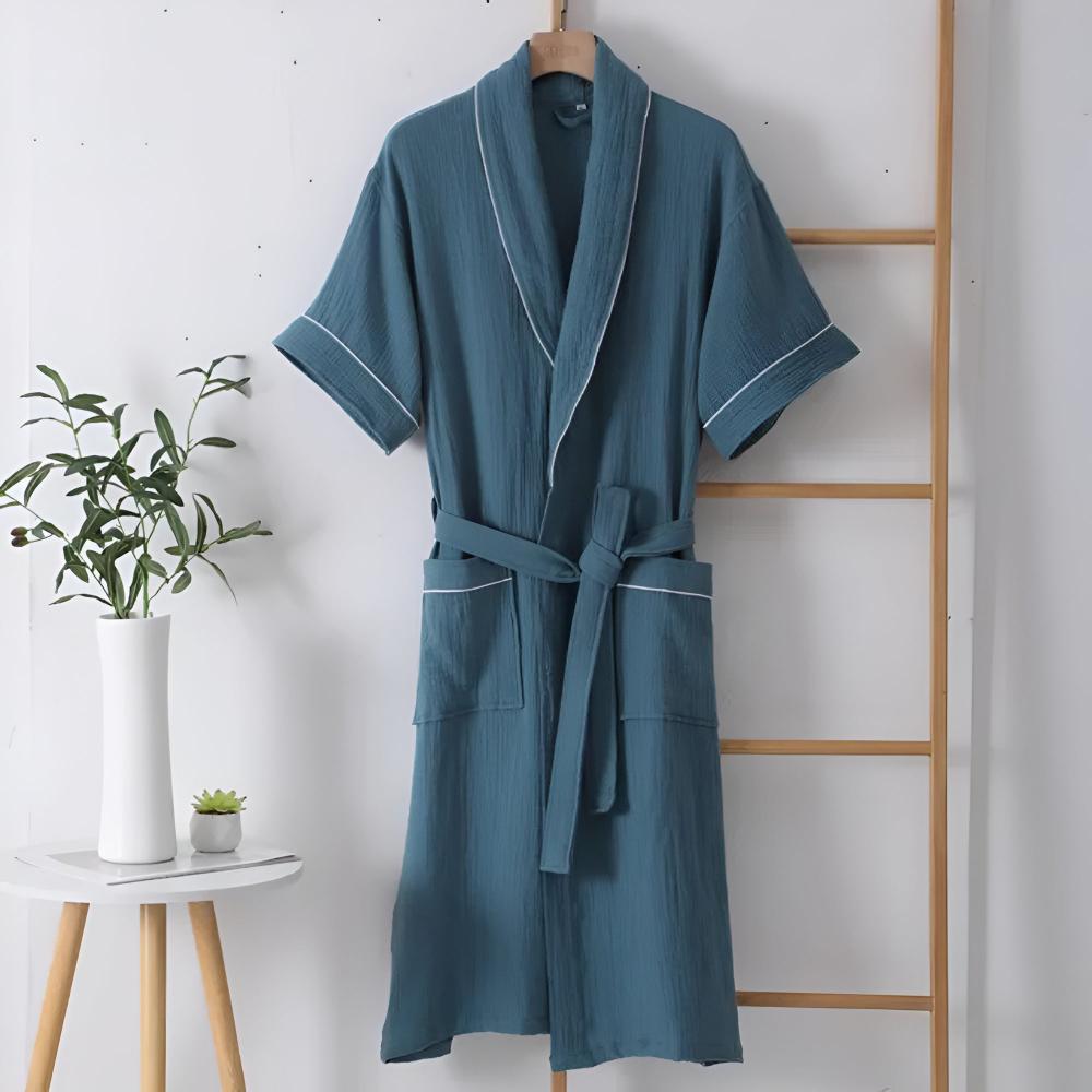 Women's Light Cotton Bathrobe – Short-Sleeved with Relaxed Fit 1