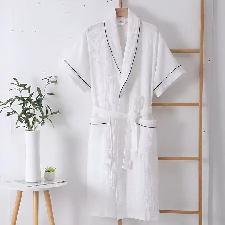 Women's Light Cotton Bathrobe – Short-Sleeved with Relaxed Fit 2