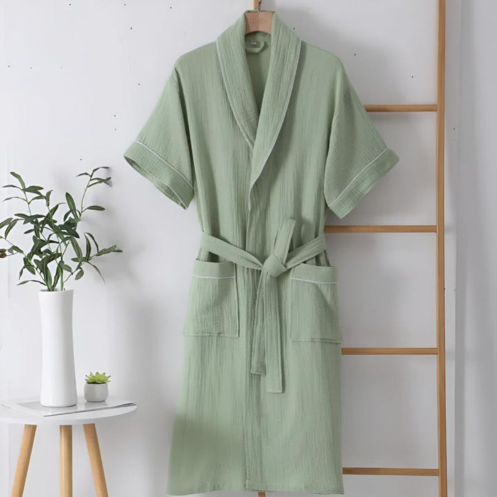 Women's Light Cotton Bathrobe – Short-Sleeved with Relaxed Fit 3