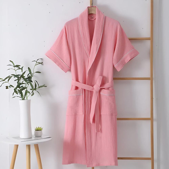 Women's Light Cotton Bathrobe – Short-Sleeved with Relaxed Fit 5