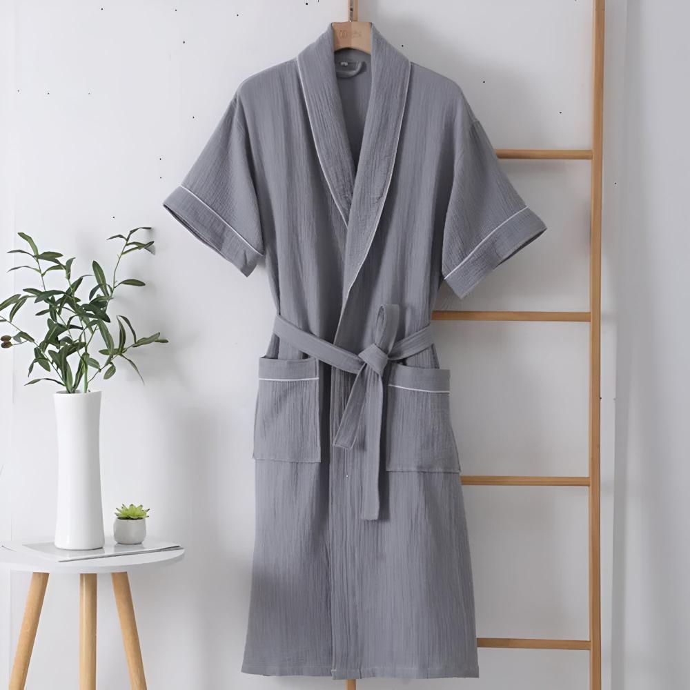 Women's Light Cotton Bathrobe – Short-Sleeved with Relaxed Fit 6
