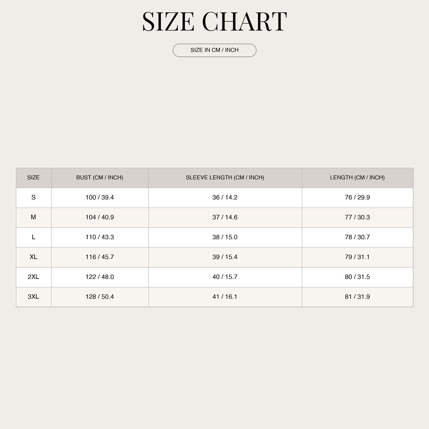 Women's Light Summer Short Jacket – Loose Fit with Batwing Sleeves size chart