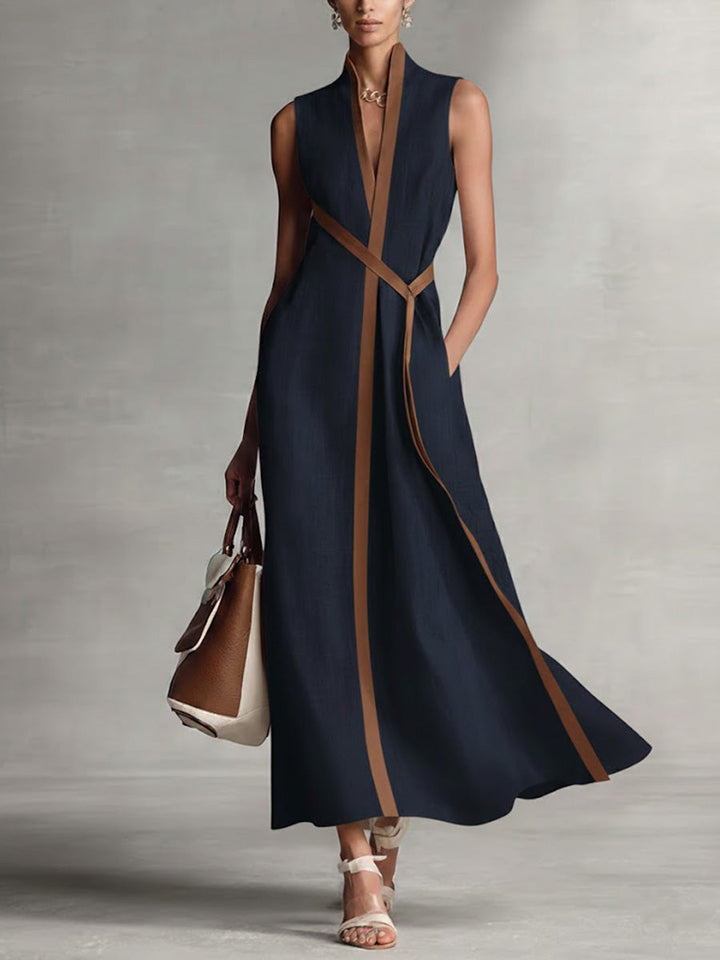 Womens_Lightweight_Summer_Dress_Sleeveless_with_Mandarin_Collar_1