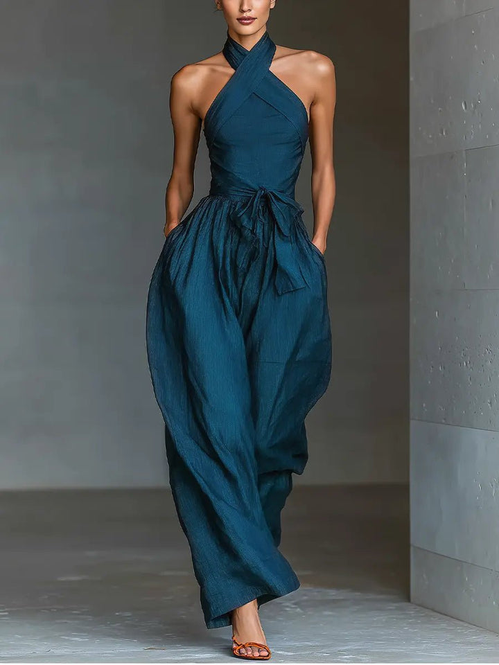 Womens_Linen_Jumpsuit_Halterneck_and_Wide_Legs_1