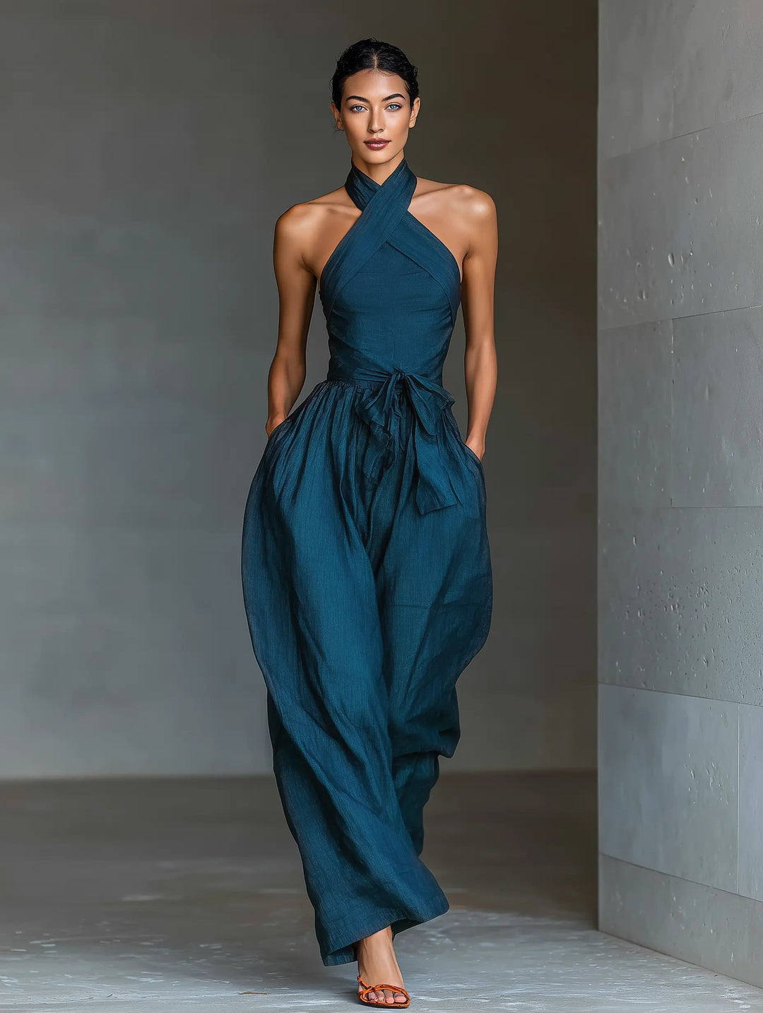 Womens_Linen_Jumpsuit_Halterneck_and_Wide_Legs_2