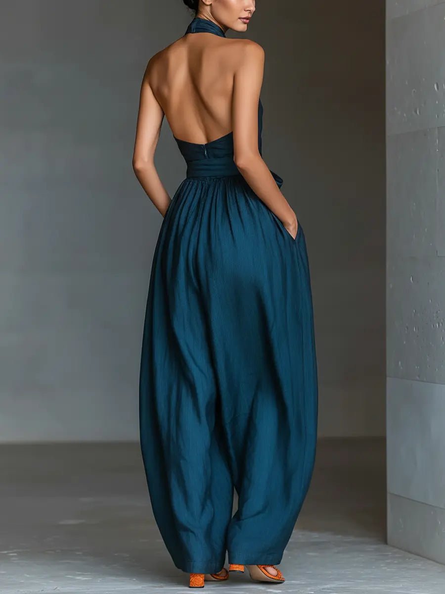 Womens_Linen_Jumpsuit_Halterneck_and_Wide_Legs_5