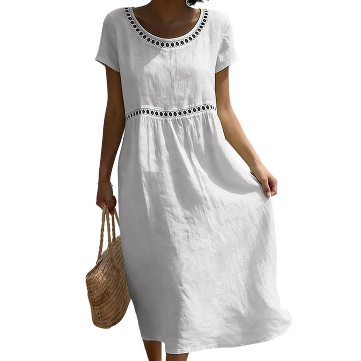 Womens_Linen_Midi_Dress_Lace_Trim_with_A_Line_Cut_1