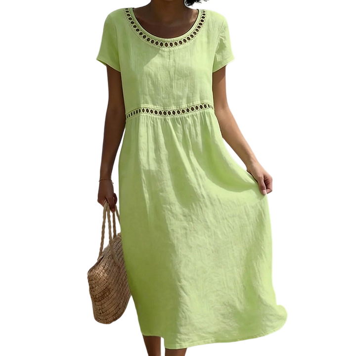 Womens_Linen_Midi_Dress_Lace_Trim_with_A_Line_Cut_4