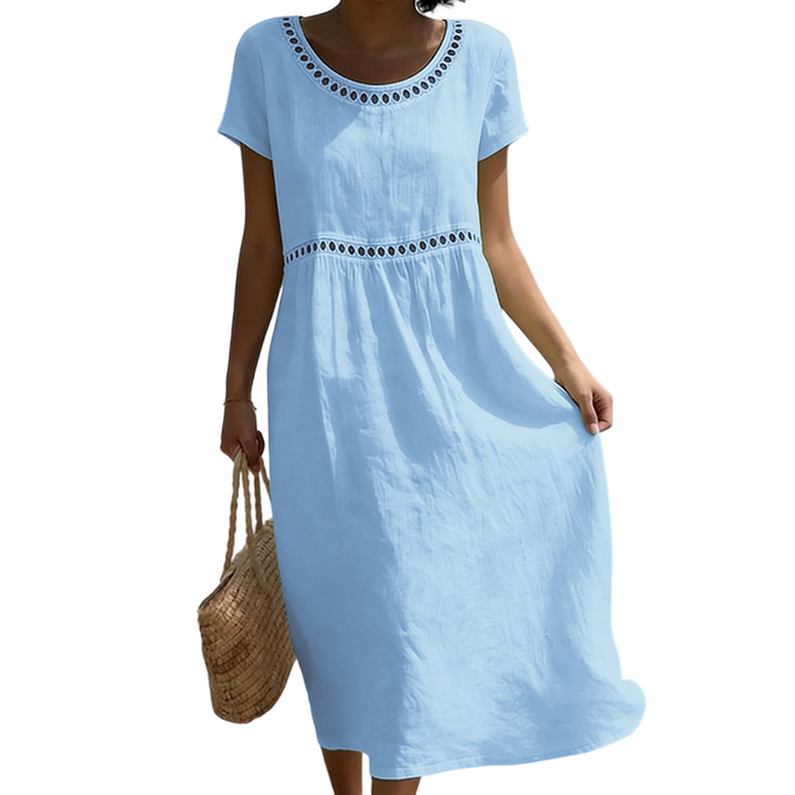 Womens_Linen_Midi_Dress_Lace_Trim_with_A_Line_Cut_5