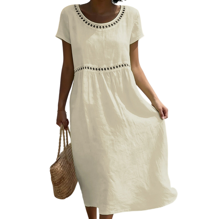 Womens_Linen_Midi_Dress_Lace_Trim_with_A_Line_Cut_6