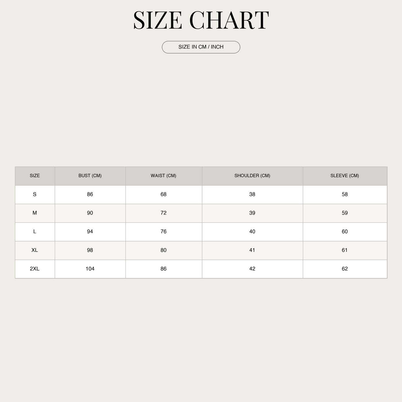 Women's Linen Top – Airy and with Spaghetti Straps size chart