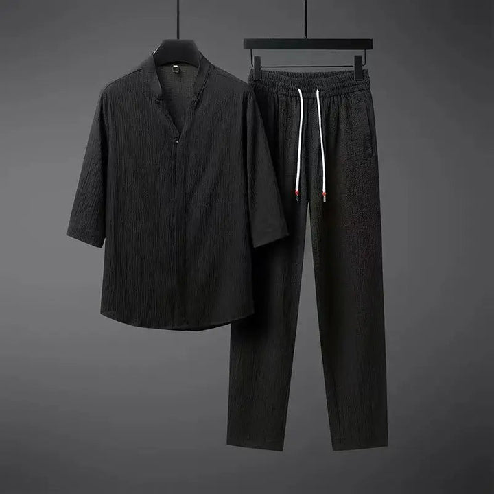 Womens_Linen_Two_Piece_Set_V_neck_shirt_and_pants_7