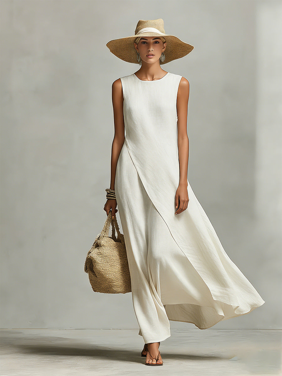 Womens_Linen_look_Maxi_Dress_Sleeveless_and_Flowing_2