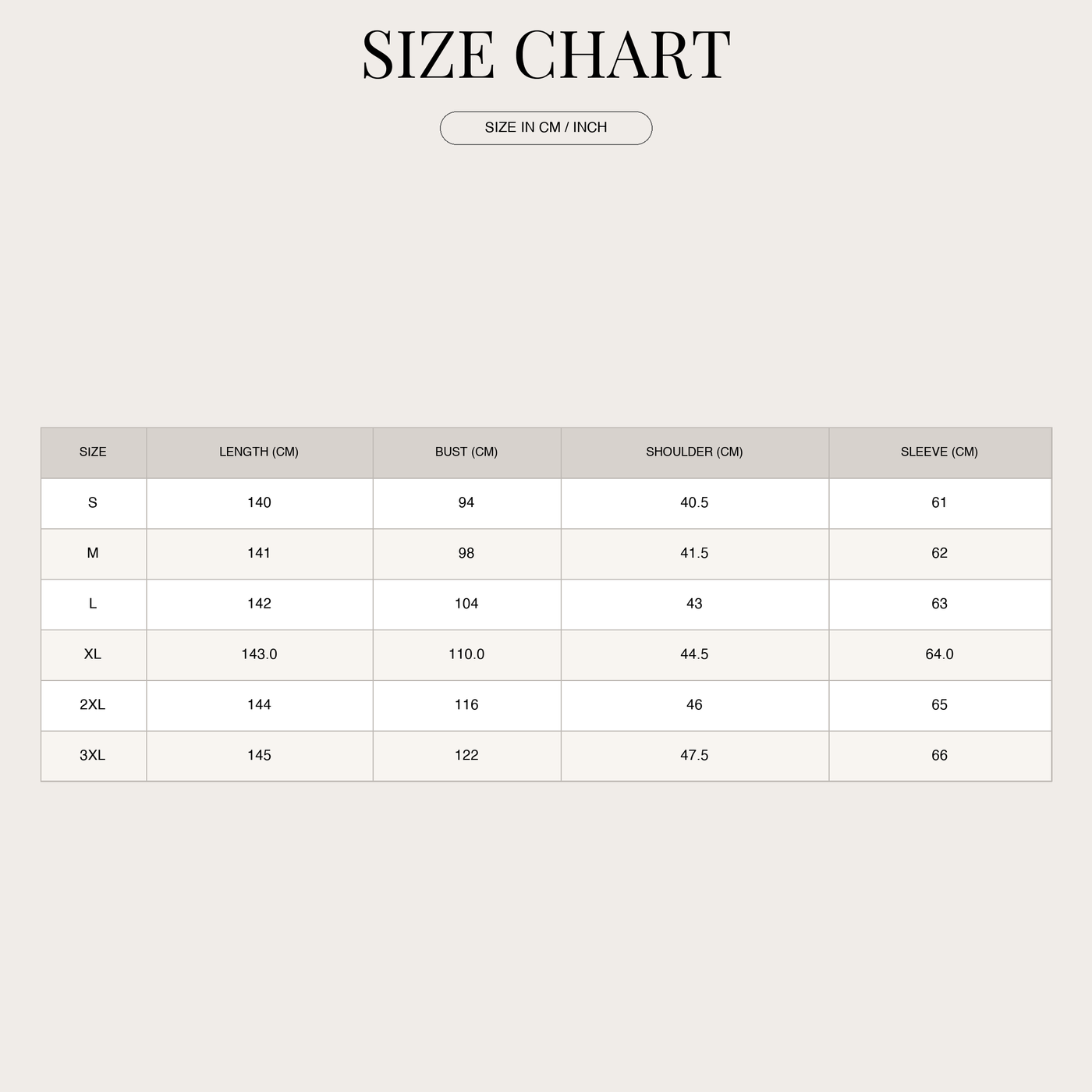 Women's Long-Sleeve Maxi Dress – With Pockets and Button Placket size chart