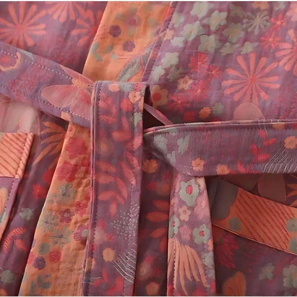 Women's Luxurious Cotton Bathrobe – Light & Breathable with Vintage-Print 6