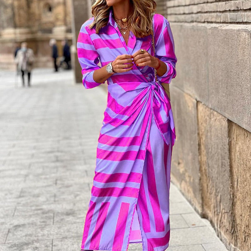 Womens_Maxi_Dress_Striped_Collar_Wrap_Front_1
