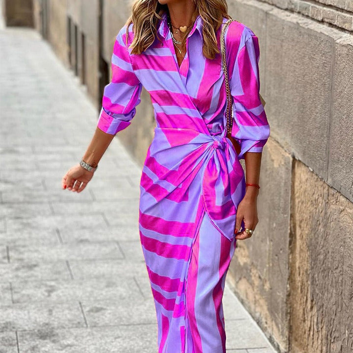 Womens_Maxi_Dress_Striped_Collar_Wrap_Front_2