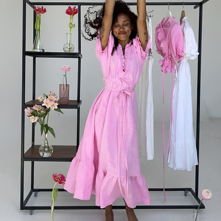 Womens_Maxi_Dress_with_ruffled_collar_and_puff_sleeves_2
