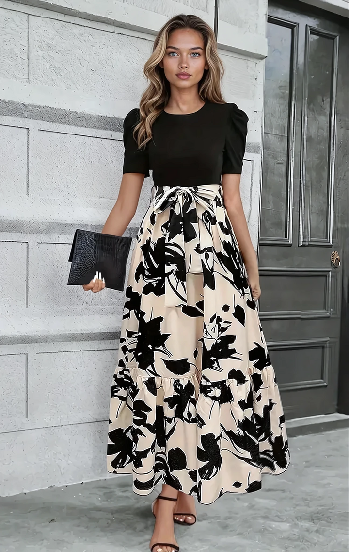 Womens_Maxi_Gown_Botanical_Print_Balloon_Sleeves_1