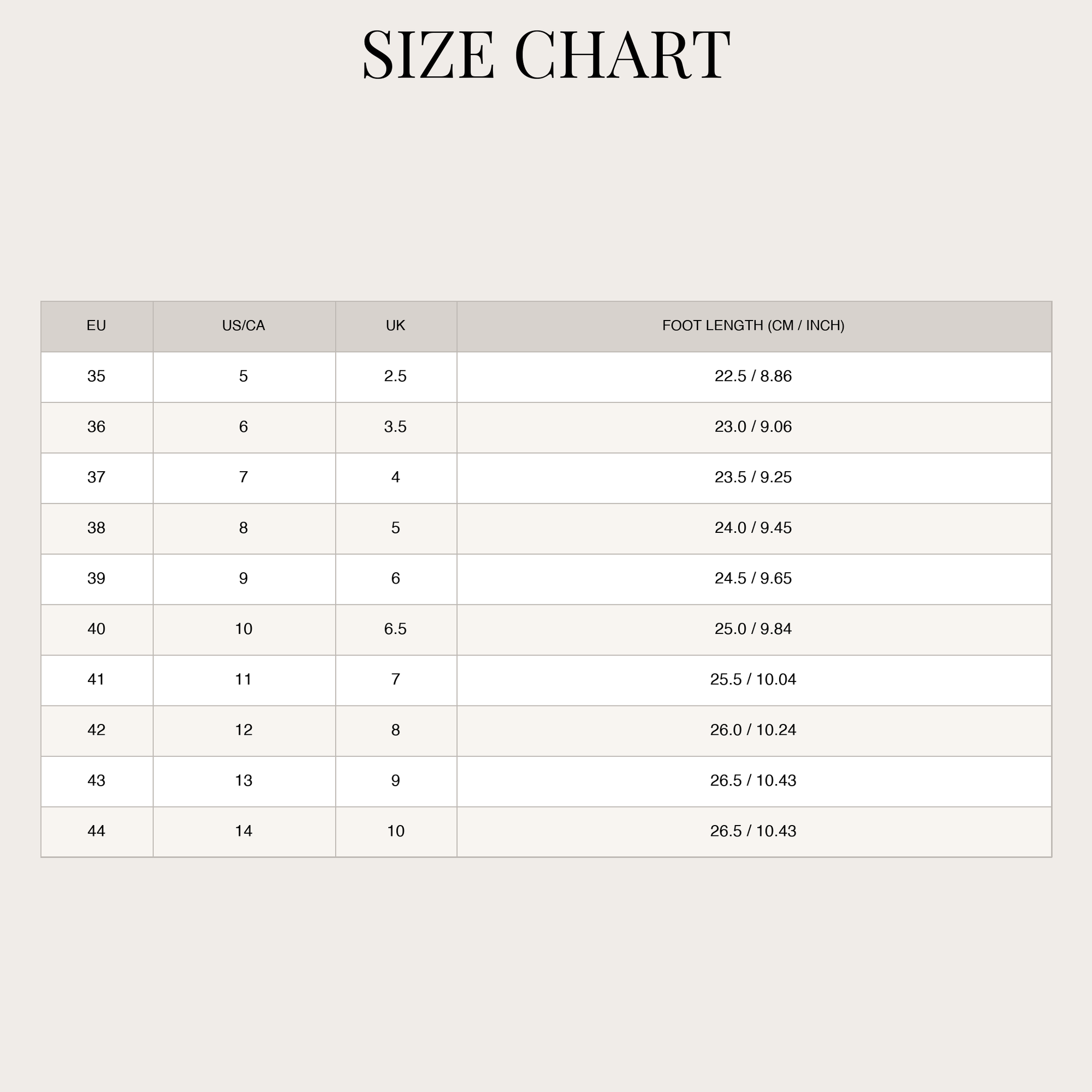 Size Chart