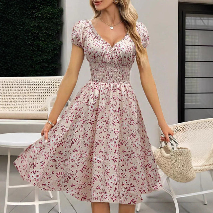 Womens_Midi_Dress_Floral_V_Neck_Fit_and_Flare_Bohemian_3