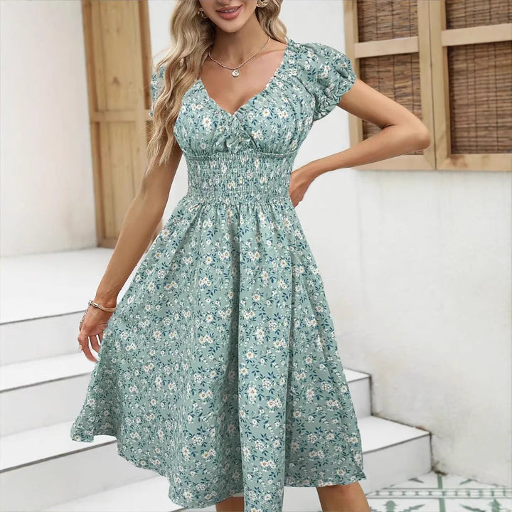 Womens_Midi_Dress_Floral_V_Neck_Fit_and_Flare_Bohemian_4