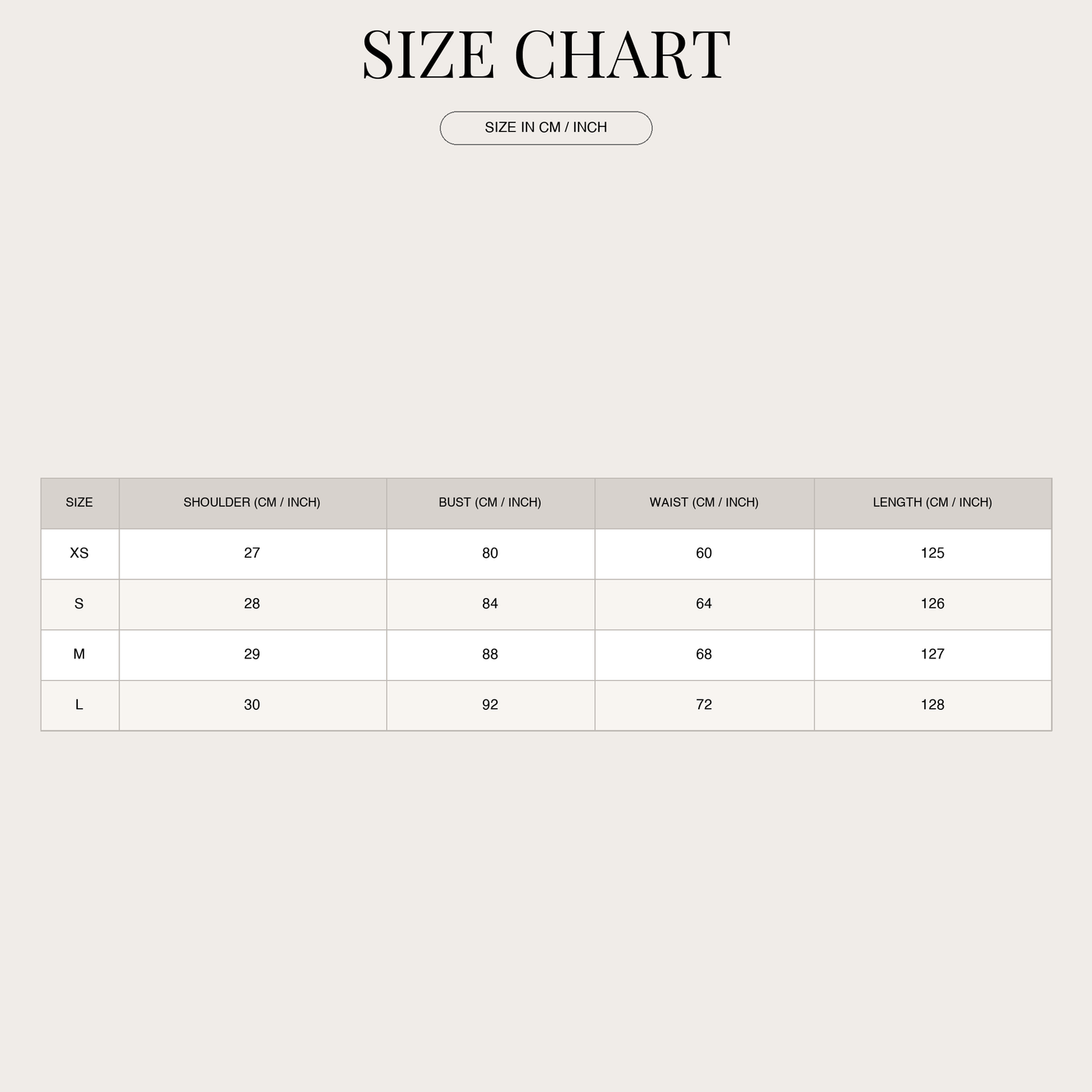 Women's Midi Gown – V-Neck with Form-Fitting Cut size chart