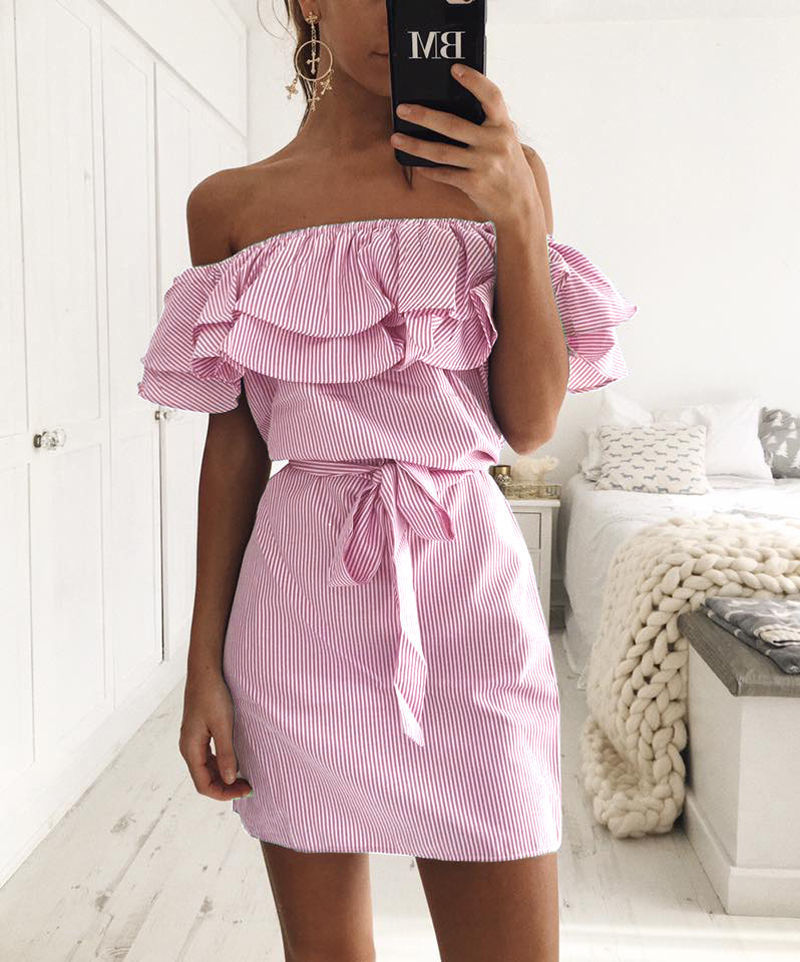 Womens_Mini_Dress_Off_Shoulder_Ruffled_Bodice_1