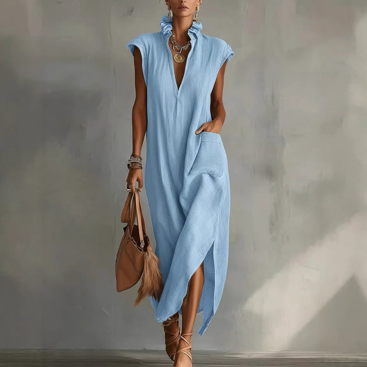 Womens_Modern_Linen_Midi_Shirt_Dress_Sleeveless_2