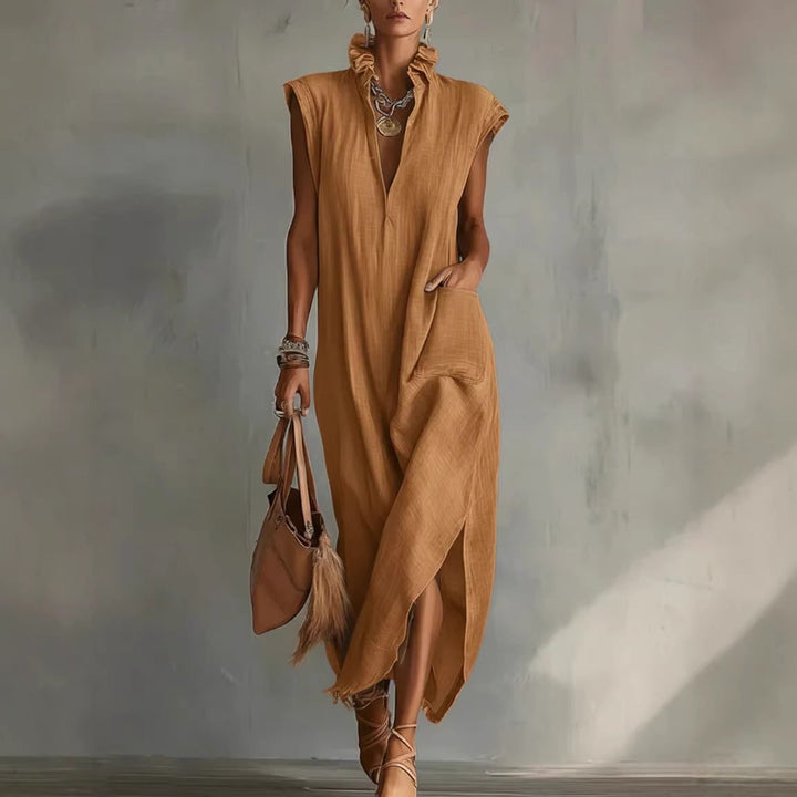 Womens_Modern_Linen_Midi_Shirt_Dress_Sleeveless_4