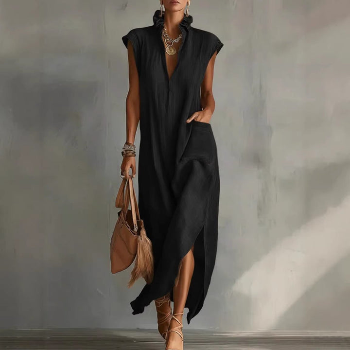 Womens_Modern_Linen_Midi_Shirt_Dress_Sleeveless_5