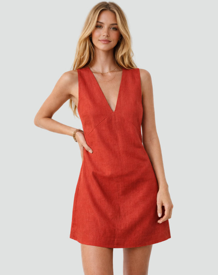 Womens_Modern_Linen_Mini_Dress_With_V_Neck_and_Sleeveless_1
