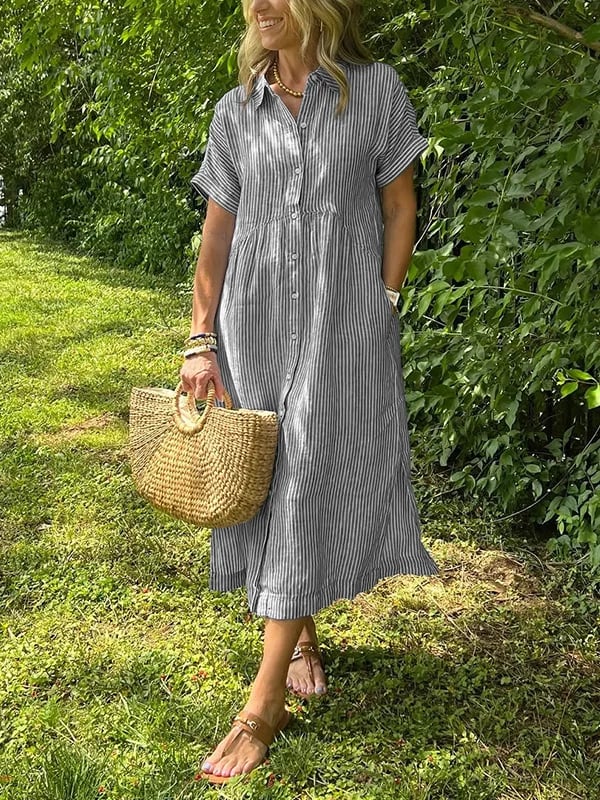 Womens_Modern_Midi_Dress_Striped_and_with_Full_Button_Front_10