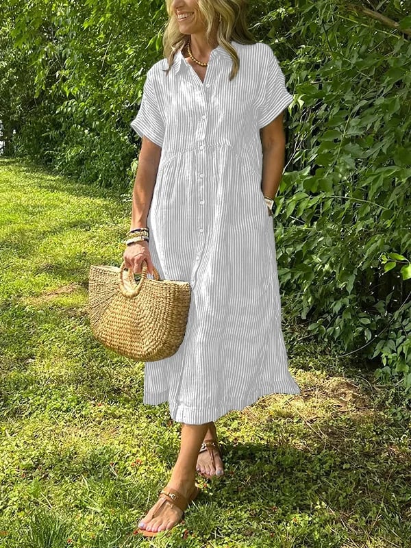 Womens_Modern_Midi_Dress_Striped_and_with_Full_Button_Front_2