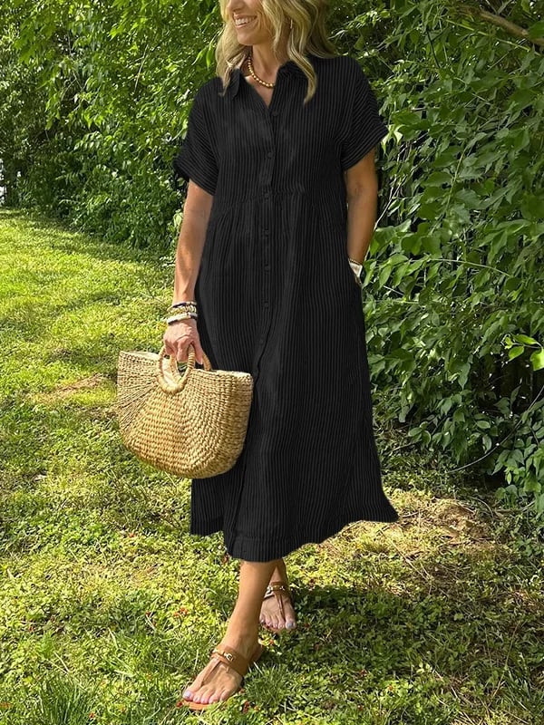 Womens_Modern_Midi_Dress_Striped_and_with_Full_Button_Front_3