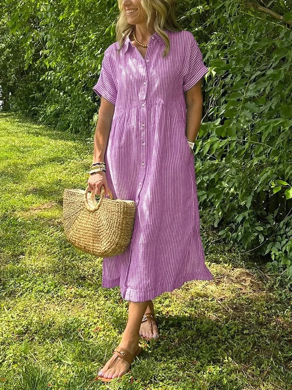 Womens_Modern_Midi_Dress_Striped_and_with_Full_Button_Front_6