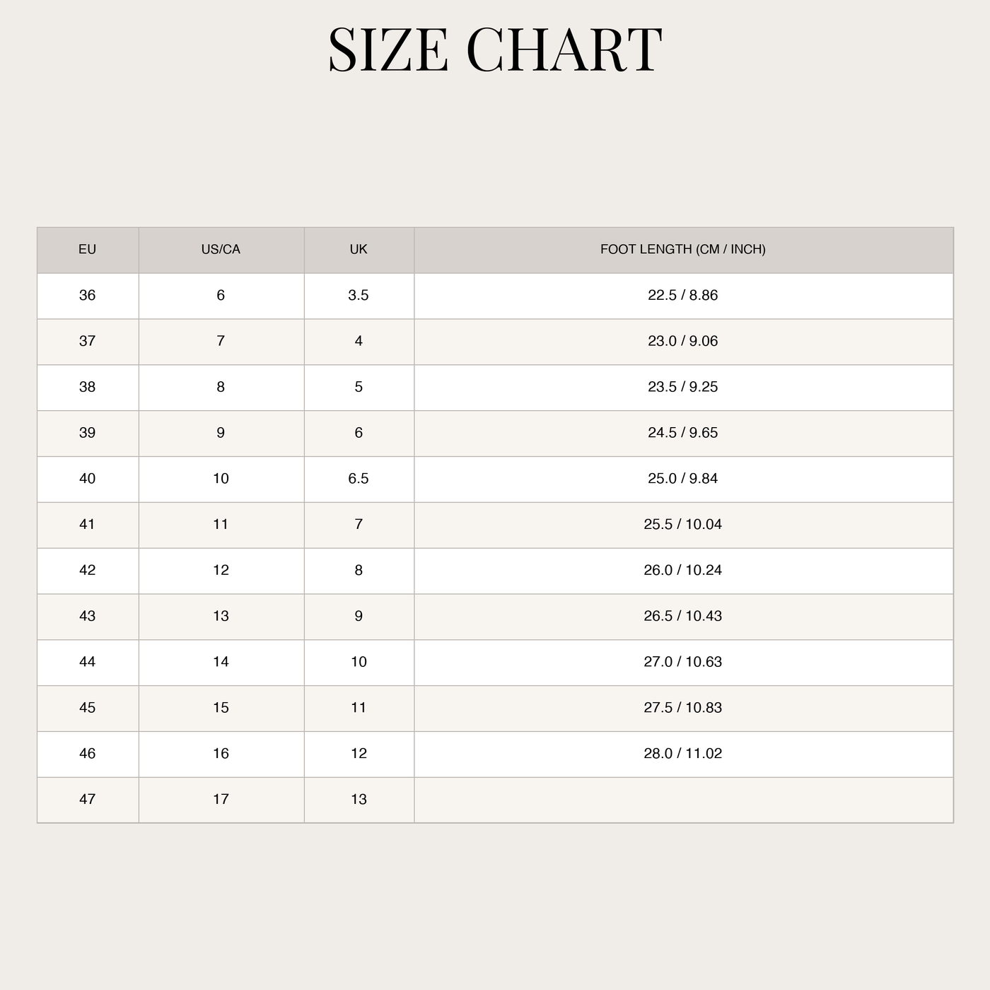 Non-Slip Water Shoes – With Profile Sole and Lightweight Cushioning size chart