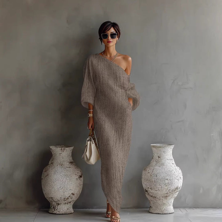 Womens_Off_Shoulder_Maxi_Dress_Lantern_Sleeves_1