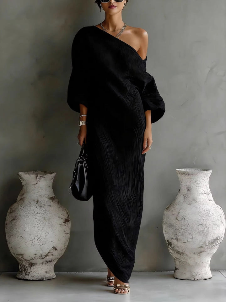 Womens_One_Shoulder_Maxi_Dress_Long_Sleeve_Flowing_Cut_2