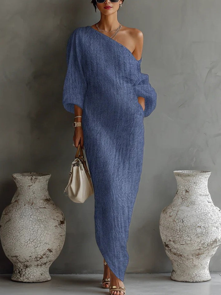 Womens_One_Shoulder_Maxi_Dress_Long_Sleeve_Flowing_Cut_3