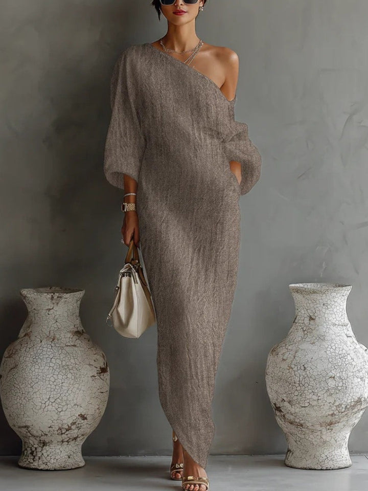 Womens_One_Shoulder_Maxi_Dress_Long_Sleeve_Flowing_Cut_4