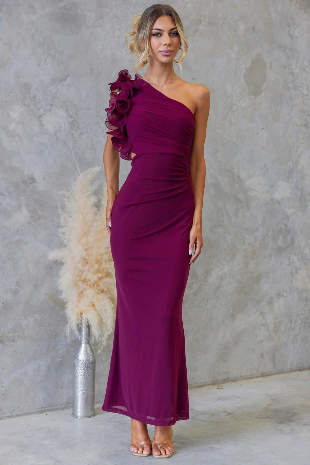 Womens_One_Shoulder_Wedding_Guest_Maxi_Dress_Ruffled_5
