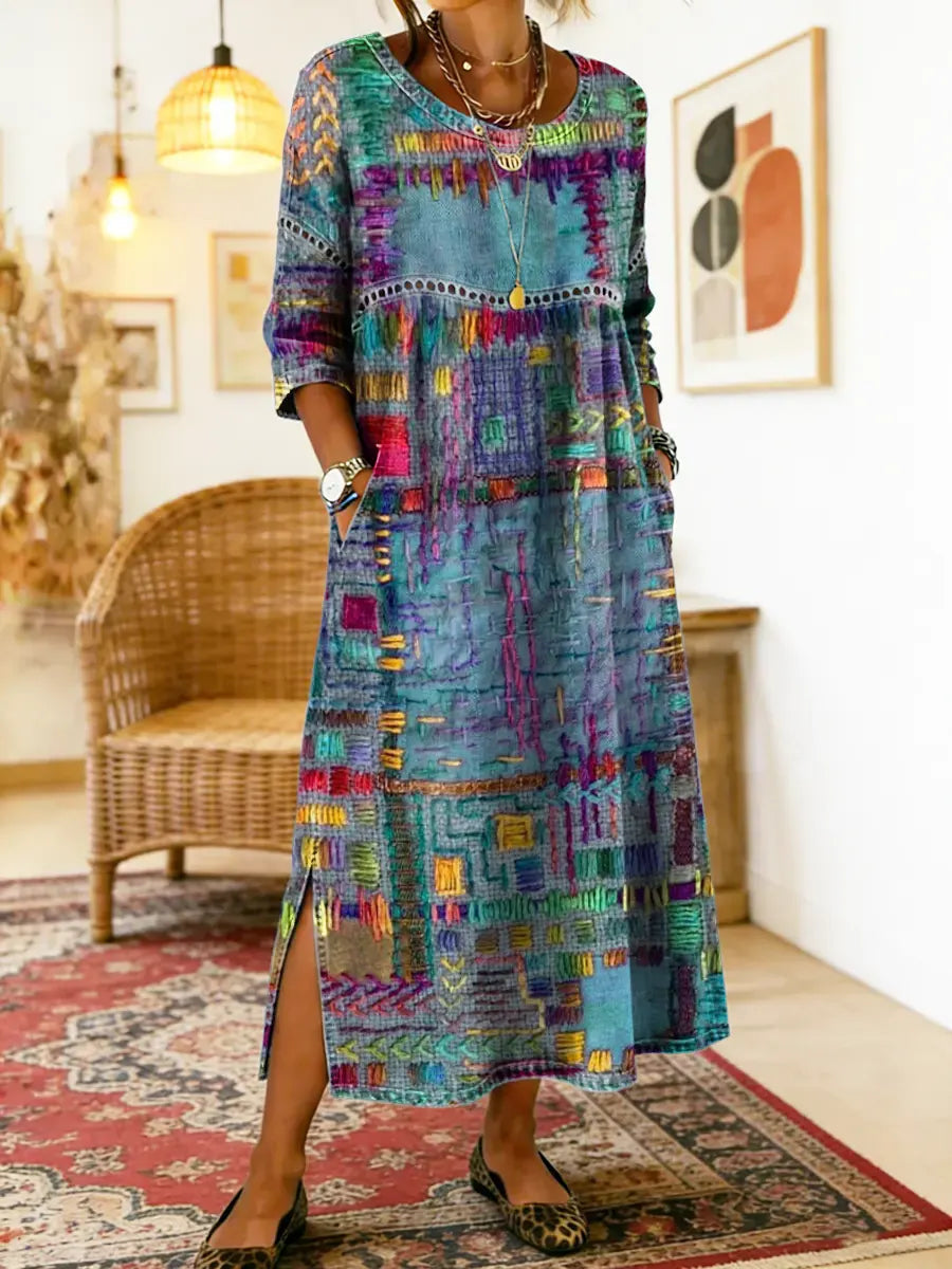 Womens_Patchwork_Dress_Ethnic_style_with_colorful_patterns_10
