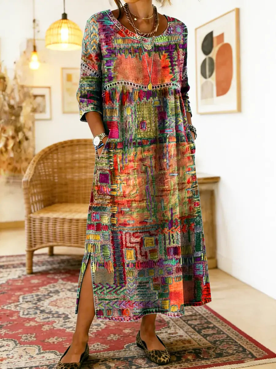 Womens_Patchwork_Dress_Ethnic_style_with_colorful_patterns_8