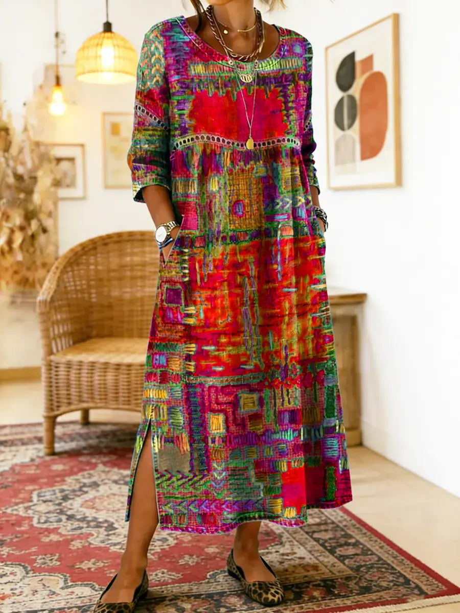 Womens_Patchwork_Dress_Ethnic_style_with_colorful_patterns_9