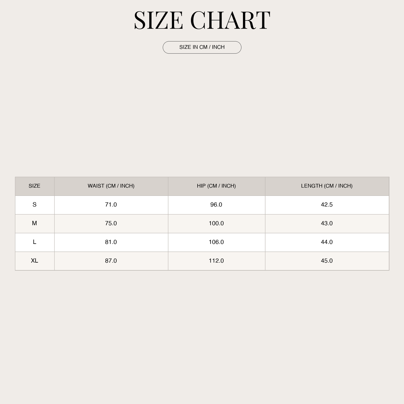Women's Elegant Black Pencil Skirt – High-Waist Cut and Buckle Detail size chart