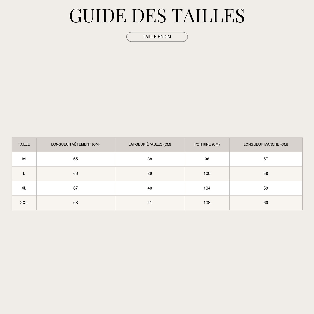 Blazer élégant pour Femme – Long, avec ceinture et matières de qualité size chart